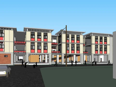 Effect diagram of modern school 3D Model