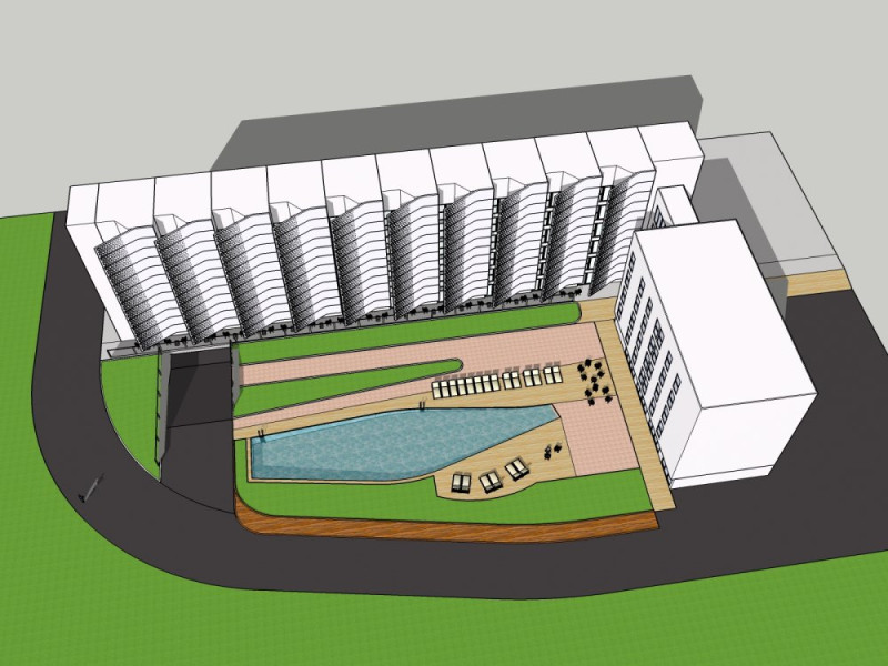 宿舍楼现代风格6层 3D 模型 .c4d .max .obj .3ds .fbx .stl .blend 