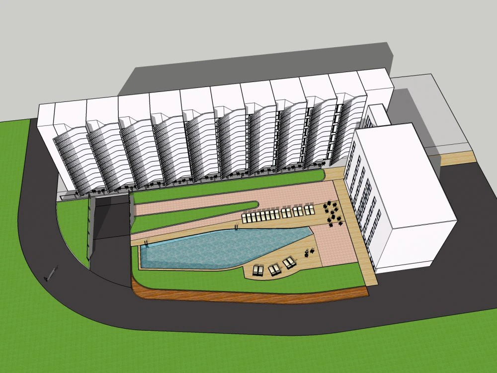 Dormitory building modern style 6 floors 3D Model .c4d .max .obj .3ds .fbx .stl .blend 