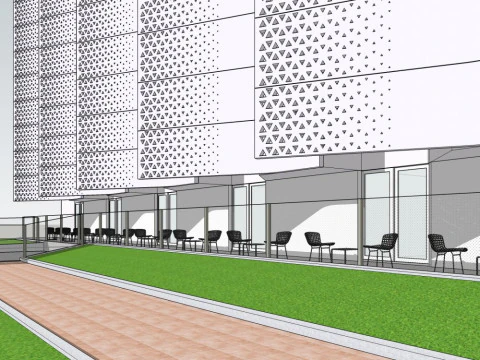 Dormitory building modern style 6 floors 3D Model