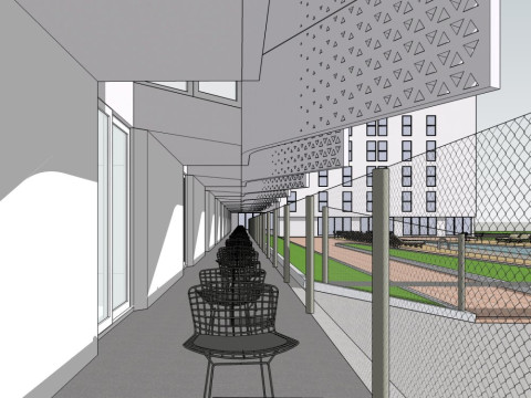 宿舍楼现代风格6层 3D 模型