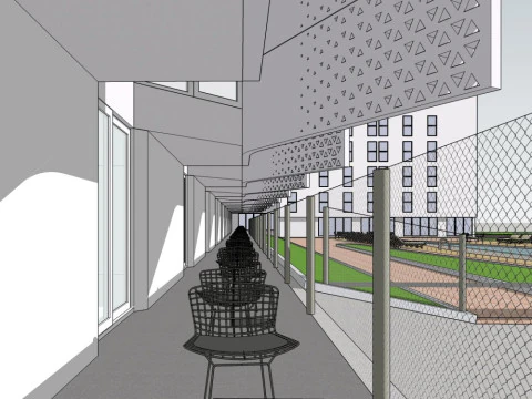 Dormitory building modern style 6 floors 3D Model