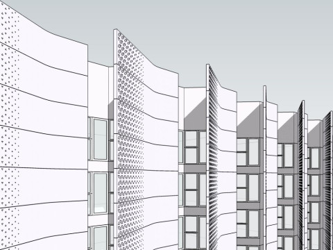 宿舍楼现代风格6层 3D 模型