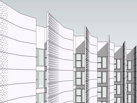 Dormitory building modern style 6 floors 3D Model