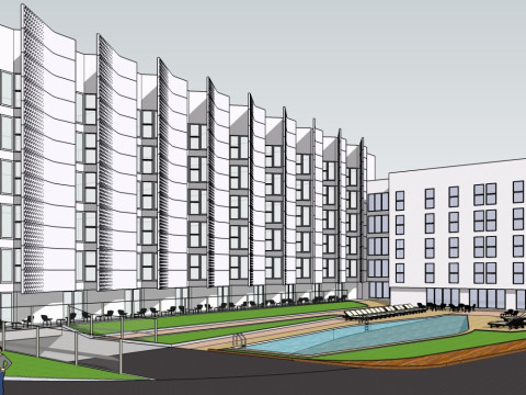 宿舍楼现代风格6层 3D 模型