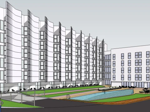 Dormitory building modern style 6 floors 3D Model