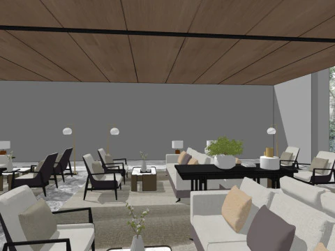 Inneneinrichtung des Verkaufsbüros, Dekorationsdesign, moderner Stil 3D Modell