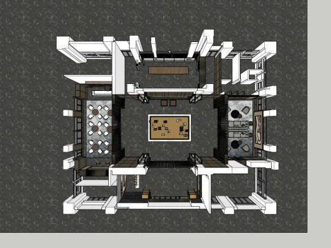 Inneneinrichtung des Verkaufsbüros, Dekorationsdesign, moderner Stil 3D Modell