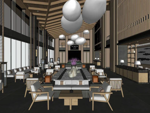 Desain Dekorasi Interior Kantor Penjualangaya modern Model 3D