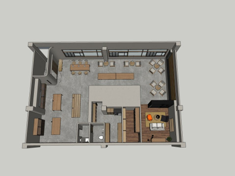 Restoran i&ccedil; tasarımı 3D Model