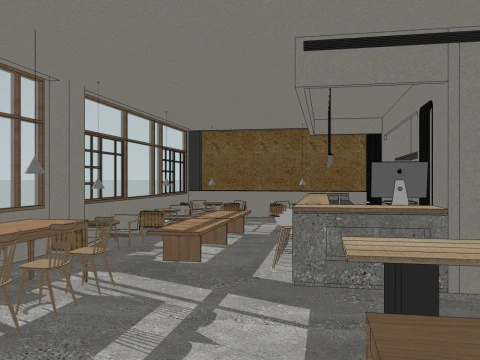 Restaurant interior design 3D Model