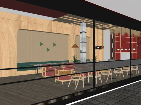 Modern casual restaurant 3D Model