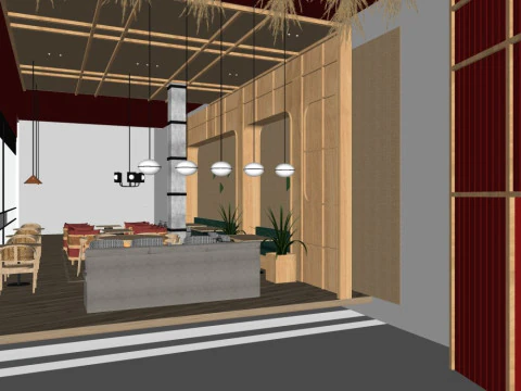 Modern casual restaurant 3D Model