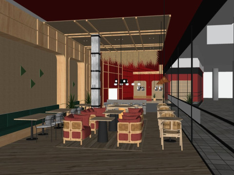 Modern informeel restaurant 3D Model