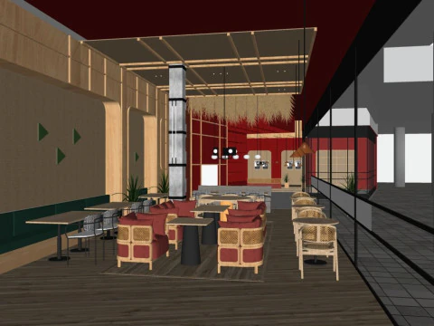 Modern casual restaurant 3D Model