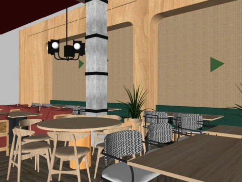 Modern casual restaurant 3D Model