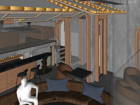 Modern music bar 3D Model