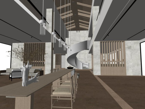 Projekt dekoracji wnętrz biura sprzedażynowoczesny styl Model 3D