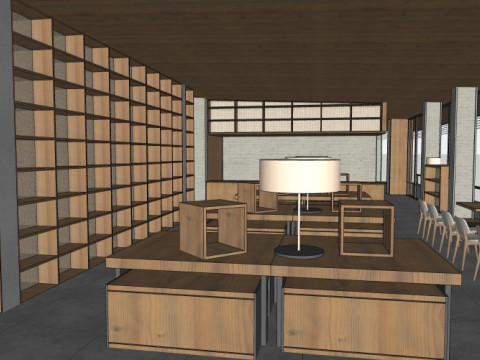 Bookstore interior design 3D Model