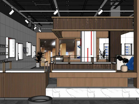 Interior design per sala vendita souvenir Modello 3D