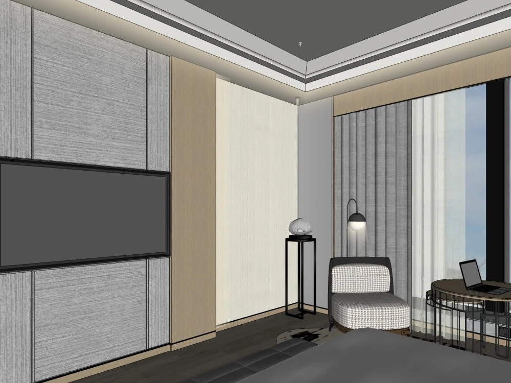 Hotel room interior 3D Model .c4d .max .obj .3ds .fbx .stl .blend 