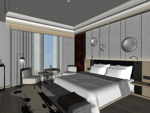 Hotel room interior 3D Model