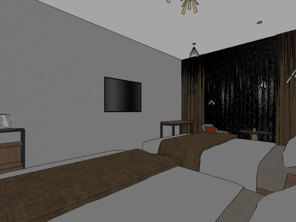 Hotel room interior 3D Model .c4d .max .obj .3ds .fbx .stl .blend