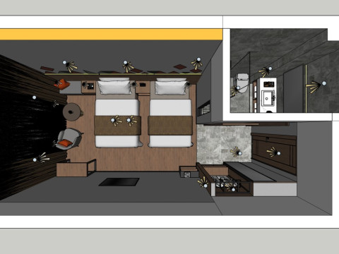 Hotel room interior 3D Model