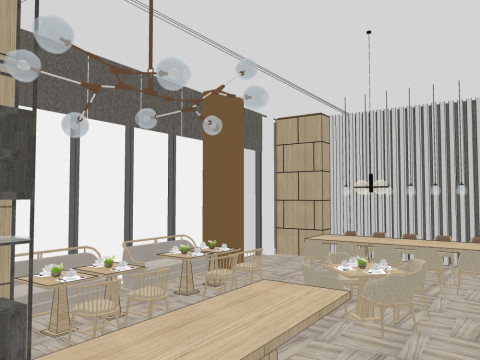 Restaurant interior design 3D Model