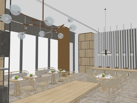 Restaurant interior design 3D Model