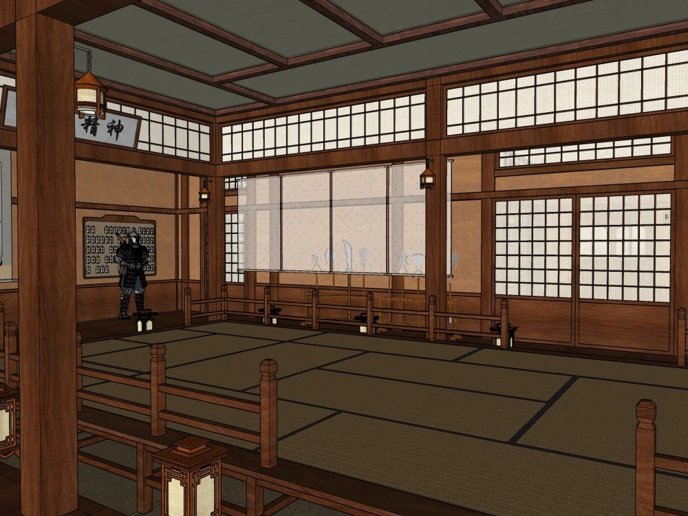 Japanese-style Museum 3D Model .c4d .max .obj .3ds .fbx .stl .blend