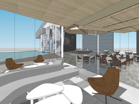 Inneneinrichtung des Verkaufsbüros, Dekorationsdesign, moderner Stil 3D Modell