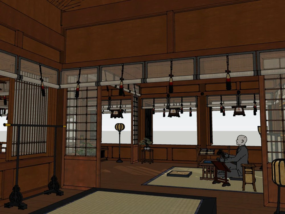 Chinese-style ancient academy building 3D Model .c4d .max .obj .3ds .fbx .stl .blend 
