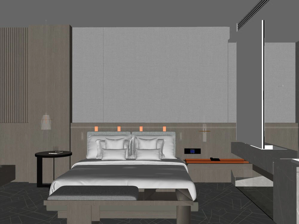 Hotel room 3D Model .c4d .max .obj .3ds .fbx .stl .blend