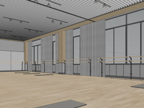 नृत्य कक्षा का आंतरिक भाग 3D मॉडल