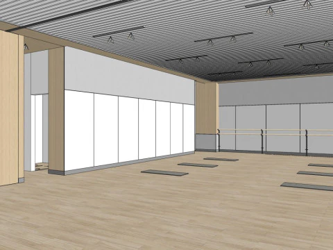 नृत्य कक्षा का आंतरिक भाग 3D मॉडल