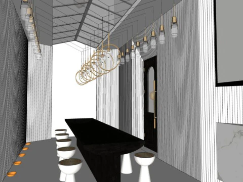 Milk tea shop interior 3D Model