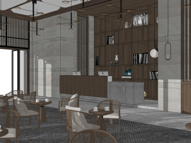 Hotel lobby 3D Model .c4d .max .obj .3ds .fbx .stl .blend 