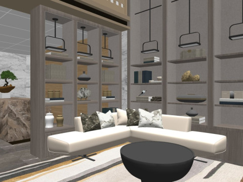 Otel lobisinin i&ccedil; tasarımı 3D Model