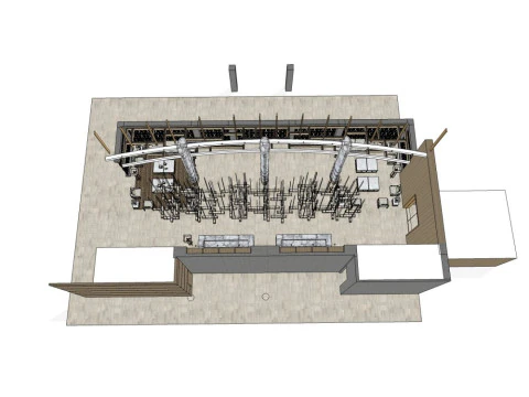 호텔 로비의 인테리어 디자인 3D 모델