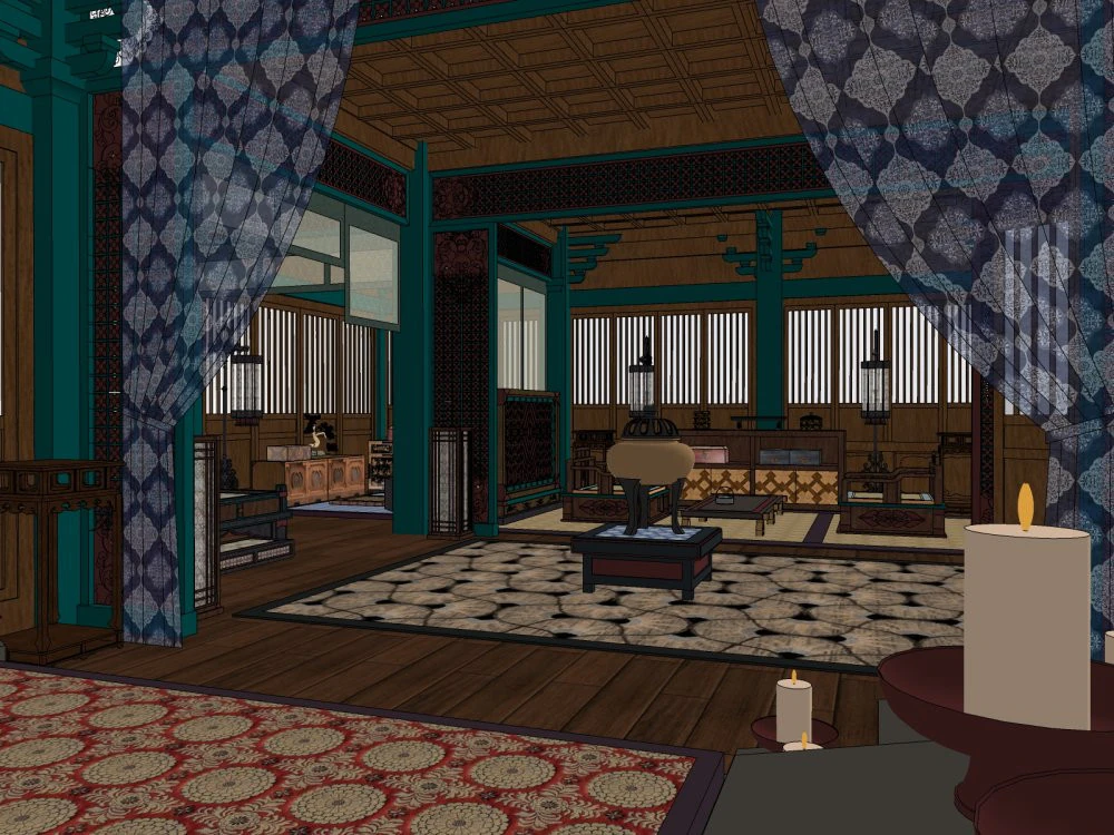 Chinese-style bedroom 3D Model .c4d .max .obj .3ds .fbx .stl .blend