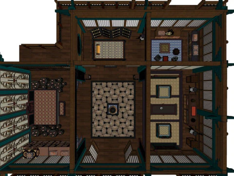 Chinese-style bedroom 3D Model