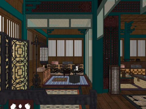 Chinese-style bedroom 3D Model