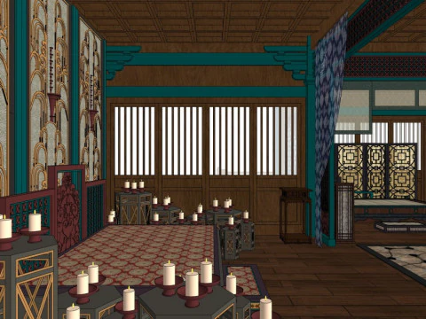 Chinese-style bedroom 3D Model