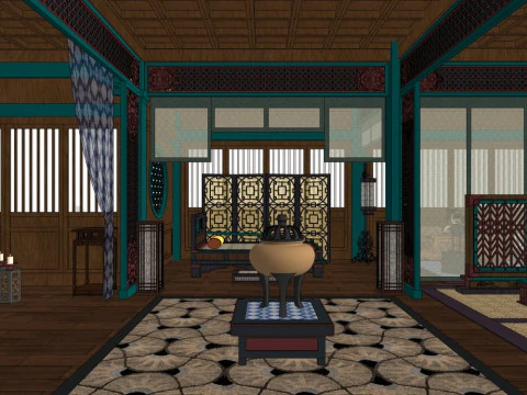 Chinese-style bedroom 3D Model