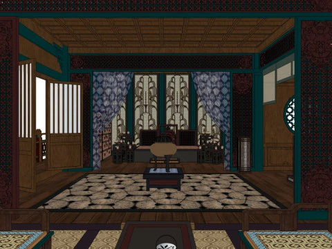 Chinese-style bedroom 3D Model
