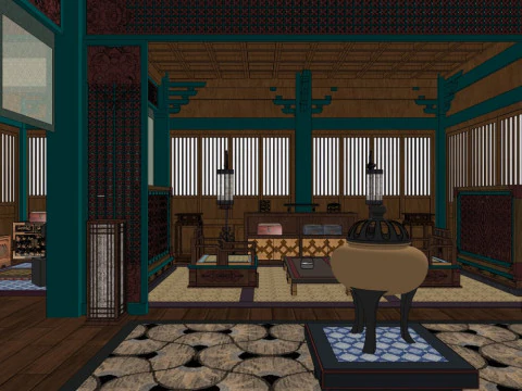 Chinese-style bedroom 3D Model