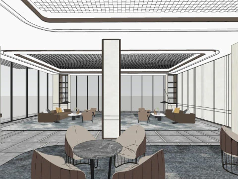 Kantor penjualan baru bergaya Cina Model 3D