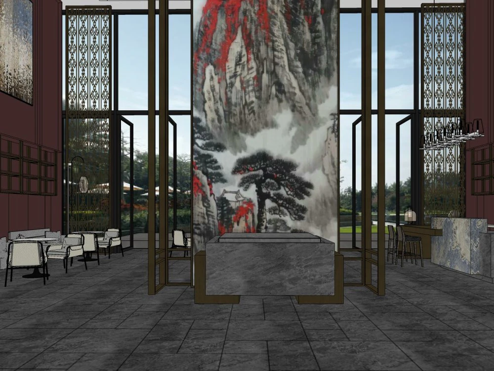 Hotel lobby 3D Model .c4d .max .obj .3ds .fbx .stl .blend 