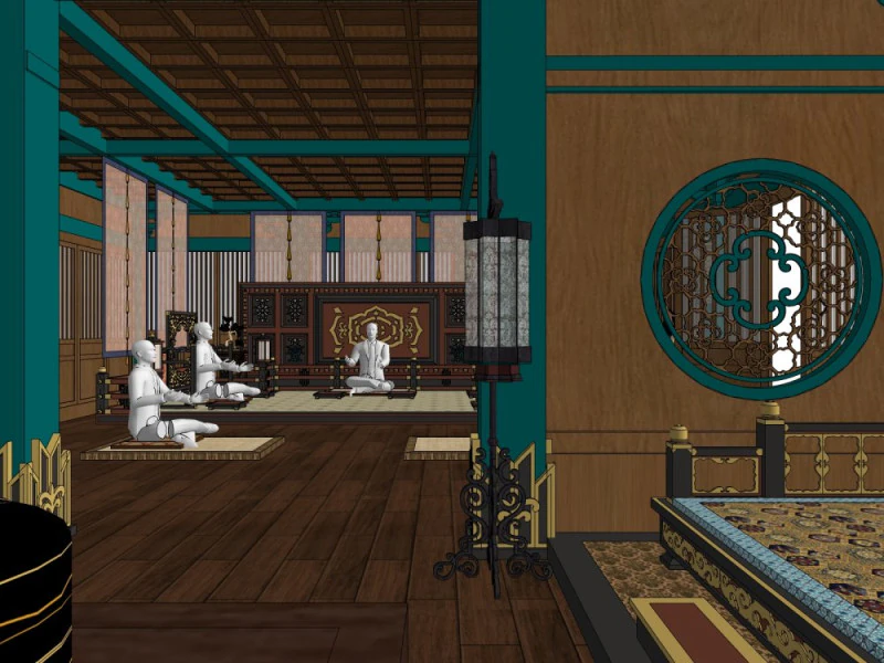 Interni di architettura antica in stile cinese Modello 3D .c4d .max .obj .3ds .fbx .stl .blend 